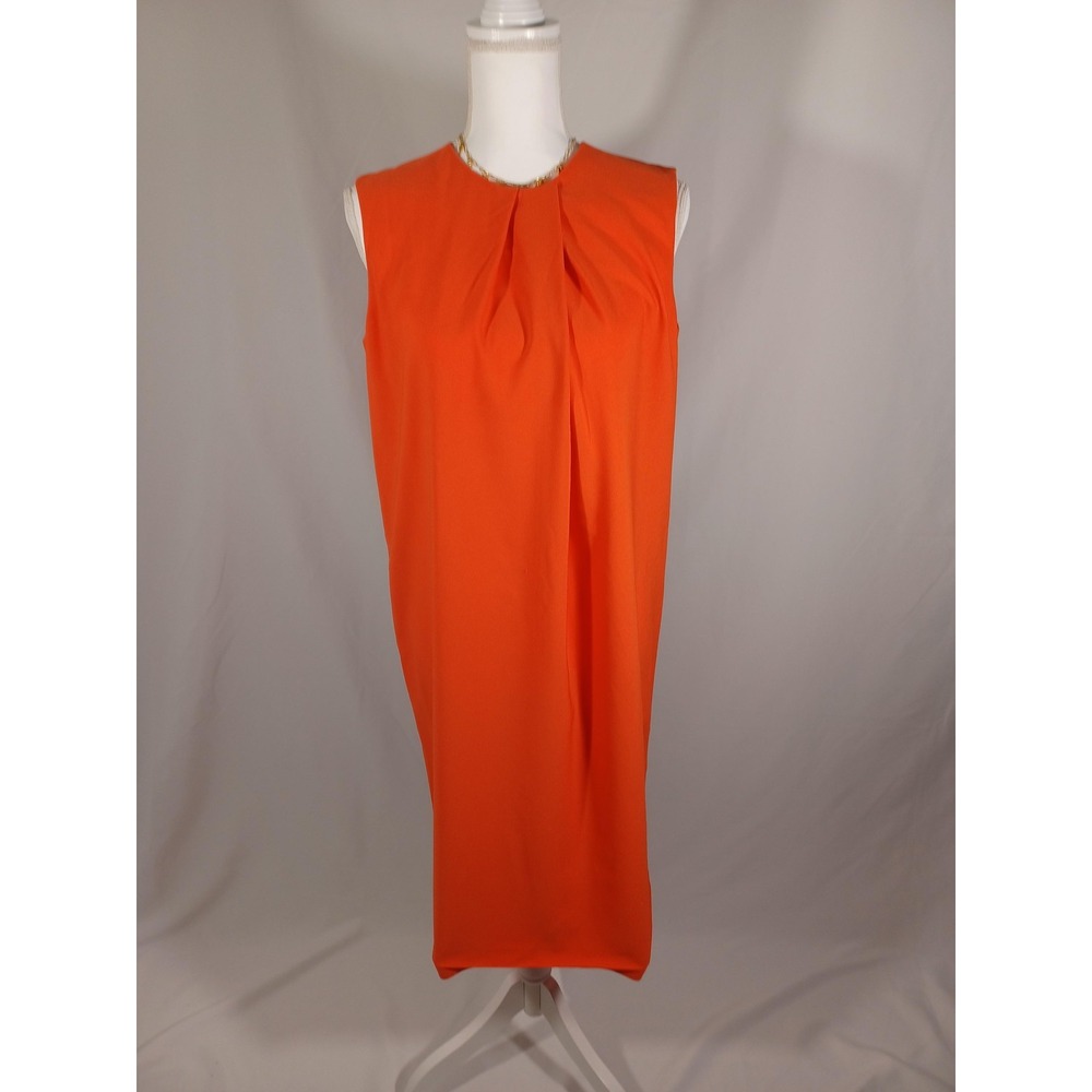 Anne Klein Dress Womens 8 Orange Sleeveless Shift Knee Length Solid Work Office‎